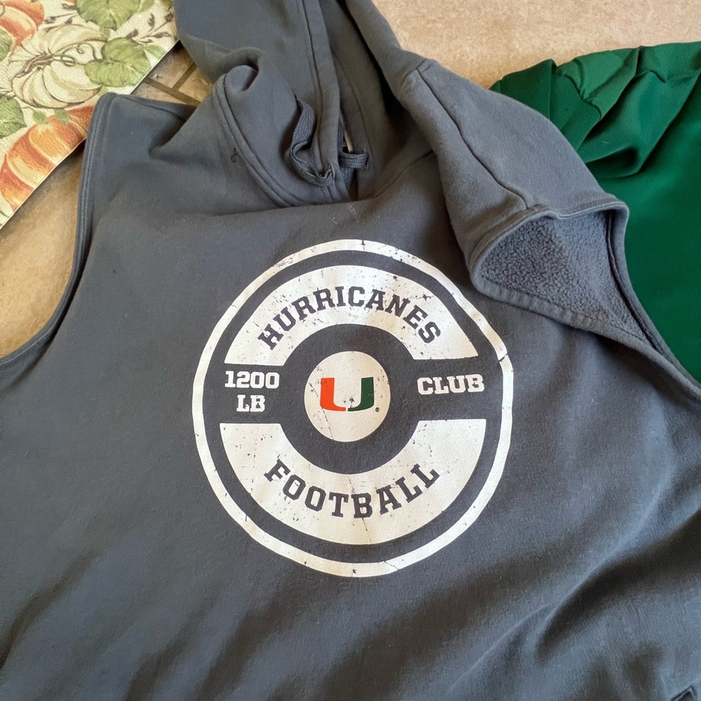 Adidas Miami hurricanes sleeveless hoodie team issued XXL